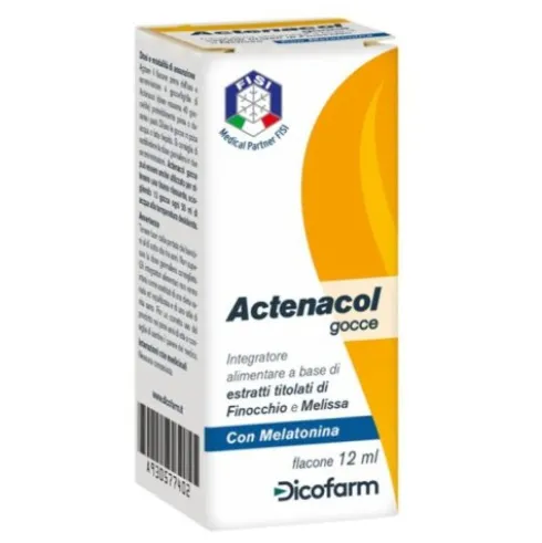 Actenacol Gocce Digestive con Melatonina Finocchio Melissa Senza Glutine 12ml