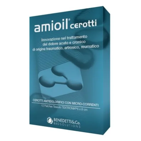 Amioil Cerotti Antidolorifici 12 Pezzi per Dolore Traumatico, Artrosico e Reumatico