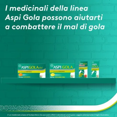 Aspi Gola - Trattamento sintomatico del mal di gola - Gusto Limone e Miele - 16 Pastiglie