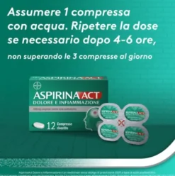 Aspirina Act Dolore e Infiammazione - Trattamento sintomatico di febbre e dolori - 12 Compresse 1000 mg