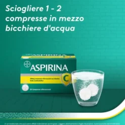 Aspirina C - Trattamento sintomatico di mal di testa, febbre e dolori da lievi a moderati - 20 compresse effervescenti 400 + 240mg