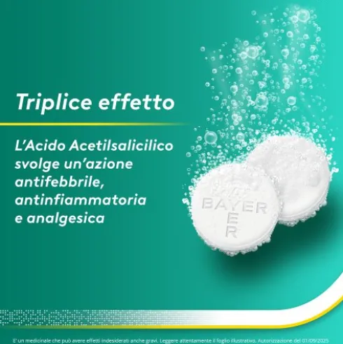 Aspirina C - Trattamento sintomatico di mal di testa, febbre e dolori da lievi a moderati - 20 compresse effervescenti 400 + 240mg
