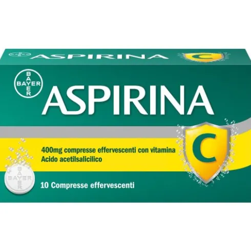 Aspirina C - Trattamento sintomatico di mal di testa, febbre e dolori da lievi a moderati - 10 compresse effervescenti 400 + 240mg