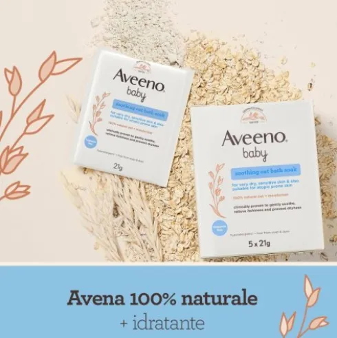 Aveeno Baby Bagno Lattiginoso Lenitivo - Ideale per prurito e pelle secca dei bambini - 5 bustine da 21 g