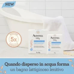 Aveeno Baby Bagno Lattiginoso Lenitivo - Ideale per prurito e pelle secca dei bambini - 5 bustine da 21 g