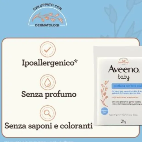 Aveeno Baby Bagno Lattiginoso Lenitivo - Ideale per prurito e pelle secca dei bambini - 5 bustine da 21 g