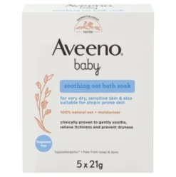 Aveeno Baby Bagno Lattiginoso Lenitivo - Ideale per prurito e pelle secca dei bambini - 5 bustine da 21 g