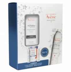 Avene Cofanetto Natale A-Oxitive - Aqua crema levigante giorno 30 ml + Acqua termale 50 ml + Maschera viso illuminante in tessuto