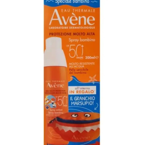 Avene Solare Spray Bambini SPF 50+ Con Gadget - Protezione solare molto alta per viso e corpo - Kit da 200 ml + marsupio omaggio