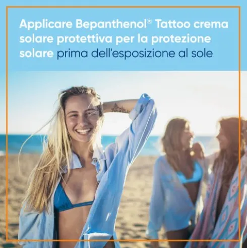 Bepanthenol Tattoo Crema Solare Protettiva SPF50+ Per Tatuaggio - Idrata e rigenera la pelle tatuata - 50 ml