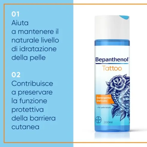 Bepanthenol Tattoo Detergente per Tatuaggio - Detergente delicato per pelle tatuata - 200 ml