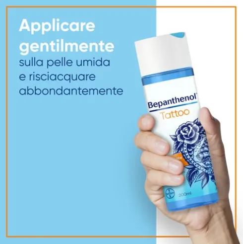 Bepanthenol Tattoo Detergente per Tatuaggio - Detergente delicato per pelle tatuata - 200 ml