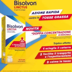 Bisolvon Linctus Sciroppo - Mucolitico per Catarro e Tosse Grassa - Gusto Cioccolato e Ciliegia - 200 ml