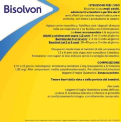 Bisolvon Soluzione Orale Gocce - Mucolitico Contro Catarro e Tosse Grassa - 40 ml