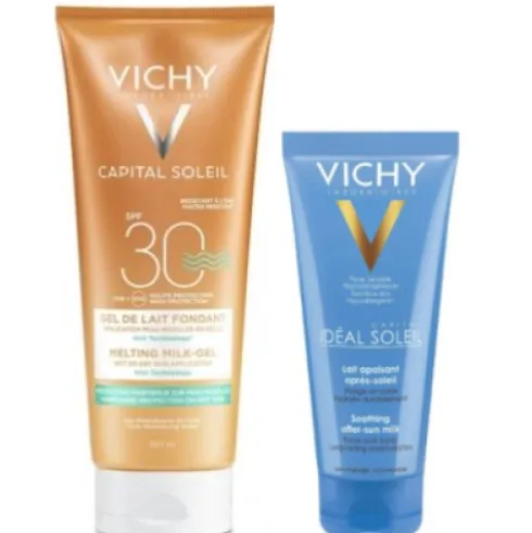 Capital Soleil Gel-Latte Solare SPF 30 Resistente all'acqua + Ideal Soleil Doposole - Kit protezione solare alta e latte doposole lenitivo