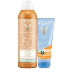 Capital Soleil Spray Solare Invisibile Idratante SPF 50 + Ideal Soleil Doposole - Kit protezione solare alta e latte doposole lenitivo