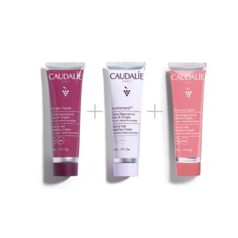 Caudalie Cofanetto di Natale 2023 Trio Crema Mani - Creme mani formato viaggio e in 3 profumazioni diverse