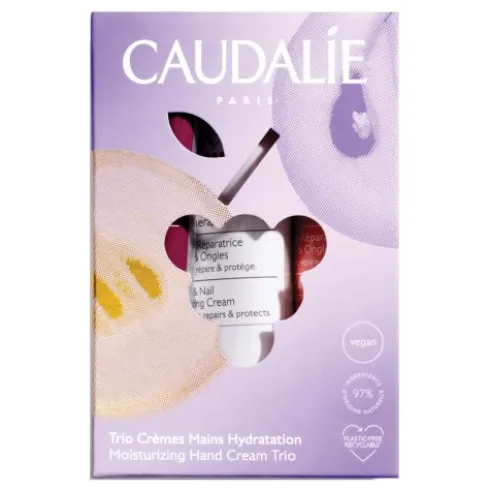 Caudalie Cofanetto di Natale 2023 Trio Crema Mani - Creme mani formato viaggio e in 3 profumazioni diverse
