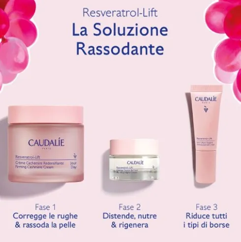Caudalie Cofanetto di Natale 2025 Resveratrol Lift - Crema Cashmere 50 ml + Crema Tisana della Notte 15 ml + Trattamento liftante occhi 5 ml