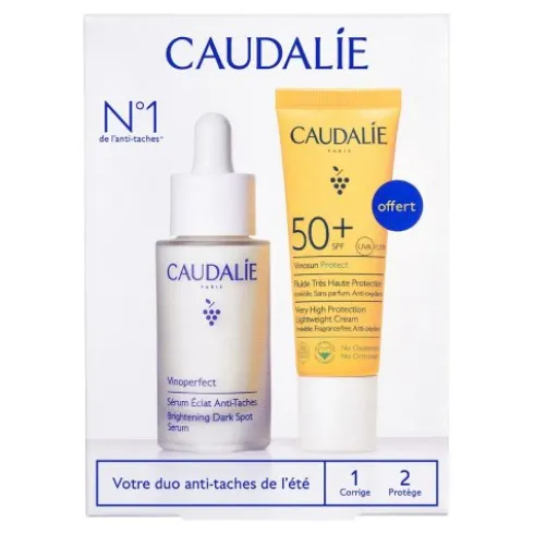Caudalie Cofanetto Vinoperfect Siero + Vinosun Fluido Solare Viso SPF50+ - Siero antimacchie 30 ml + Fluido solare viso 20 ml - Edizione 2025