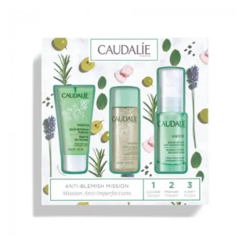 Caudalie Cofanetto Vinopure - Gel Detergente Purificante 30 ml + Tonico purificante 50 ml + Siero Infusione Anti Imperfezioni 30 ml