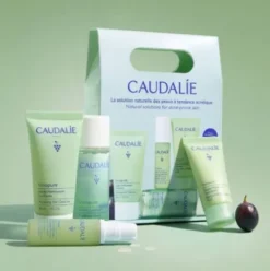 Caudalie Vinopure Starter Kit Cofanetto per Pelle a Tendenza Acneica - Gel detergente 30 ml + Lozione purificante 50 ml + Siero anti-imperfezioni 10 ml + Fluido idratante mat 15 ml