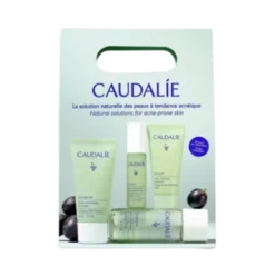 Caudalie Vinopure Starter Kit Cofanetto per Pelle a Tendenza Acneica - Gel detergente 30 ml + Lozione purificante 50 ml + Siero anti-imperfezioni 10 ml + Fluido idratante mat 15 ml