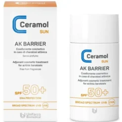 Ceramol Sun Ak Barrier Fluido Solare Corpo SPF50+ Protezione Pelle Sensibile 50ml