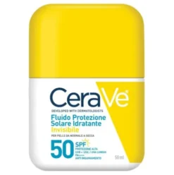 Cerave Fluido Protezione Solare Idratante SPF50 - Protezione solare invisibile per pelle da normale a secca - 50 ml