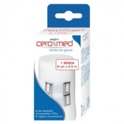 Ceroxmed Benda Elastica con Ferma Benda Supporto e Protezione 8 x 450 cm
