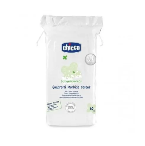 Chicco Quadrotti Morbido Cotone Igiene Bambino 60 Pezzi