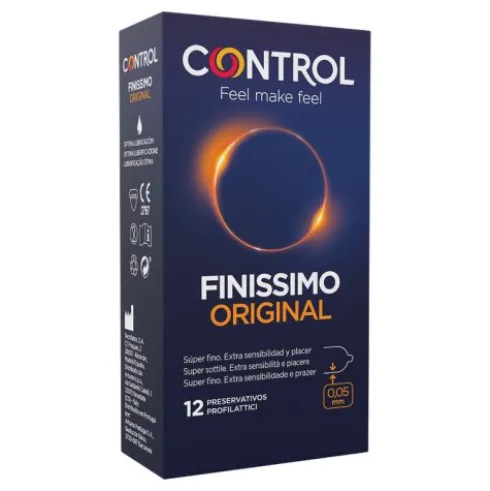 Control Finissimo Original Preservativi Sottili Anatomici per Elevata Sensibilità 12 Pezzi