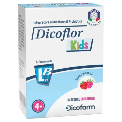 Dicoflor Kids - Integratore per l'equilibrio della flora batterica intestinale - 18 bustine orosolubili