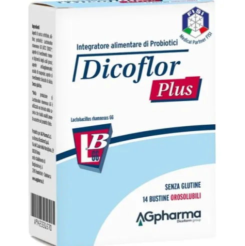 Dicoflor Plus - Integratore per l'equilibrio della flora batterica intestinale - 14 bustine orosolubili