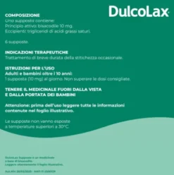 Dulcolax - Lassativo ad azione rapida contro la stitichezza occasionale - 6 supposte