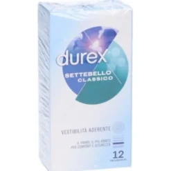 Durex Settebello Classico Profilattici Lubrificati con Serbatoio 12 Pezzi