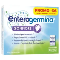 Enterogermina Gonfiore - Integratore alimentare per il meteorismo - 10 buste - Confezione promo