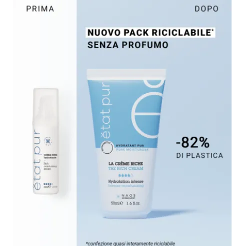 Etat Pur Crema Idratante Ricca - Crema viso idratante per pelle secca e molto secca - 50 ml