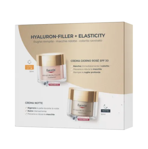 Eucerin Cofanetto di Natale 2025 Hyaluron Filler Elasticity Rosé - Crema viso da giorno SPF30 50 ml + Crema notte 50 ml