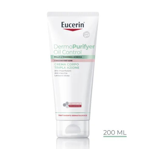 Eucerin Dermopurifyer Oil Control Crema Corpo - Crema anti-macchie post acne - 200 ml
