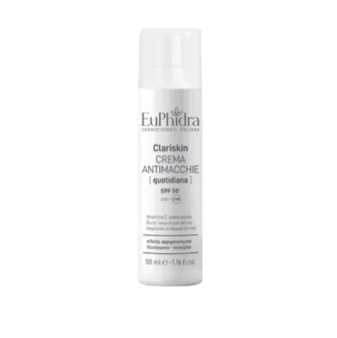 Euphidra Clariskin Crema Viso Giorno Antimacchie SPF50+ - Crema illuminante e depigmentante con fattore di protezione solare - 50 ml