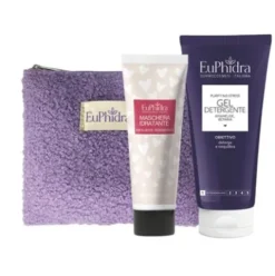 Euphidra Cofanetto di Natale Un Posto Sicuro - Gel detergente 200 ml + Maschera idratante 30 ml + Beauty Pochette