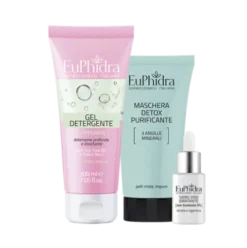 Euphidra Cofanetto di Natale 2023 Ritual Purity - Detergente purificante 200 ml + Maschera detox 75 ml + Siero idratante 15 ml