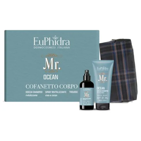 Euphidra Cofanetto di Natale Uomo Mr Ocean - Doccia shampoo rivitalizzante + Spray viso corpo + Trousse