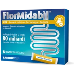FlorMidabil Stop - Integratore per l'equilibrio della flora batterica intestinale - con Stevia - 6 bustine orosolubili