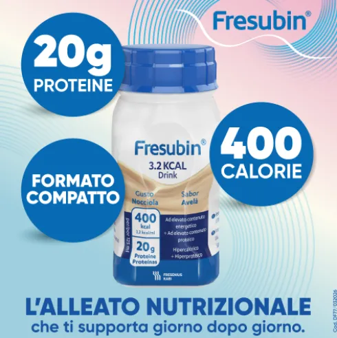 Fresubin 3.2 kcal Drink Nocciola - Per pazienti malnutriti e con aumentato fabbisogno energetico - 4 flaconi da 125 ml ciascuno