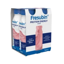 Fresubin Protein Energy Drink Fragola - Supplemento nutrizionale ad elevato contenuto energetico per malnutrizione - 4 flaconi da 200 ml ciascuno