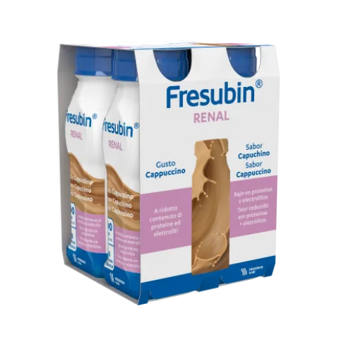 Fresubin Renal Cappuccino - Supplemento nutrizionale per pazienti con malnutrizione e malattia cronica renale - 4 flaconi da 200 ml ciascuno