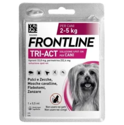 Frontline Tri-Act Cani da 2 a 5 kg - Pipette antiparassitarie Contro Parassiti Esterni E Insetti Volanti - 1 pipetta monodose