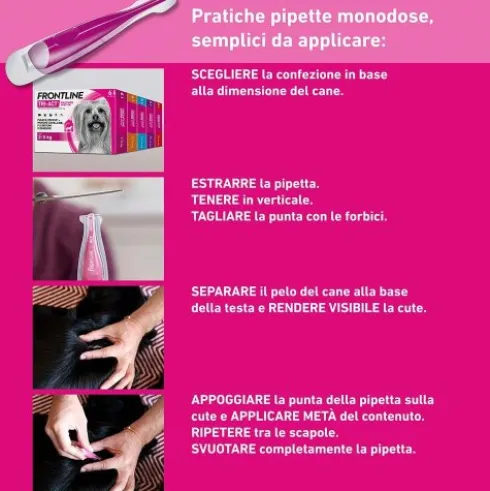 Frontline Tri-Act per Cani da 5 a 10 kg - Pipette antiparassitarie Contro Parassiti Esterni E Insetti Volanti - 6 Pipette Monodose